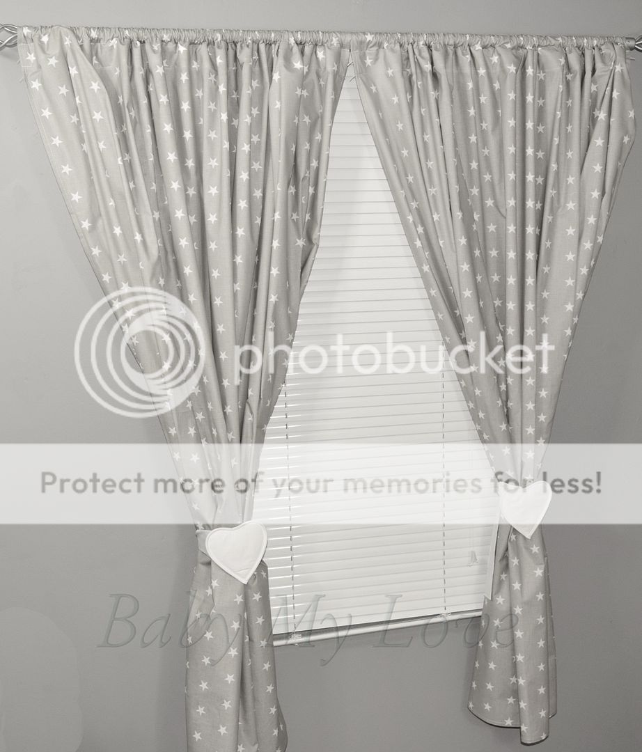 Baby Nursery Window Curtains //Pencil Pleat tiebacks//Slot Top